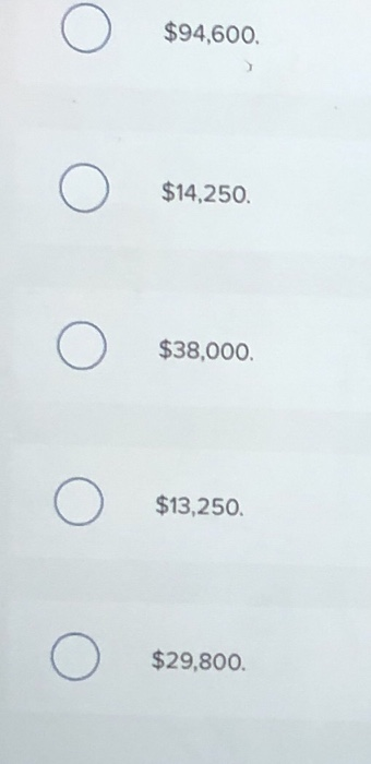 o $94,600, o $14,250. o $38,000. o $13,250. o $29,800.