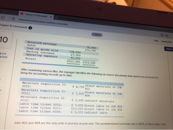 Chapter 15 Homework o X newconnect. meducation.com/flow/connect.html Chapter 15 Homework 10 Help Seve & Exh Retained earnings