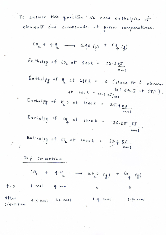 To answer this tion. We need questo enthalpies of elements and compounds at given temperatures. co + 4H 2HO + CH 2 2 Ho (g) 4