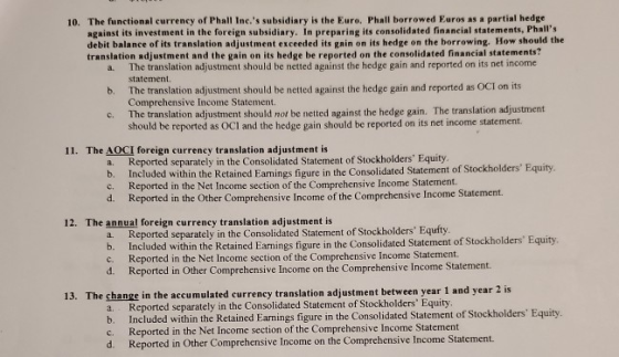 10. The functional currency of Phall Inc.s subsidiary is the Euro Phall borrowed Euros AS A partial hedge against its invest