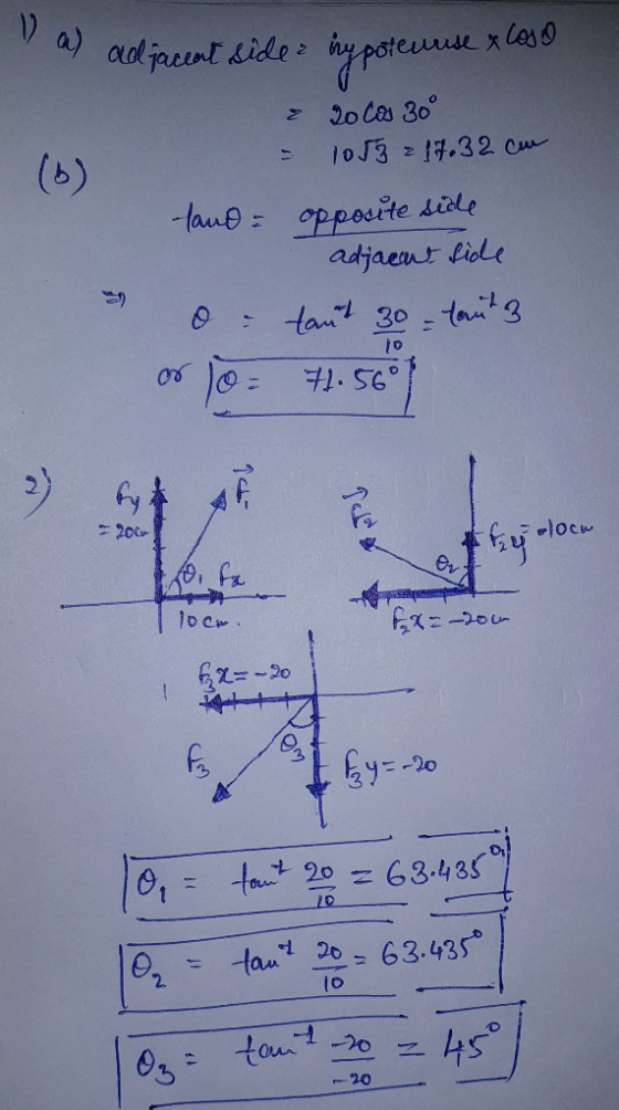 a) adjacent dide potee les 20 Cas 30 10J3 1.32 c (b) taup opposite sidle adjaent Liole tant 30 ta3 10 1. 560 20c 10cw l0 C 6y