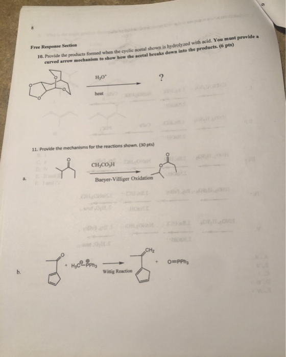 Free Response Section Provide the products formed when the cyclic dostal shown is hydrolyzed with acid. You must provide a cu