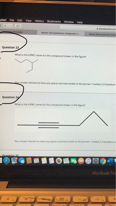 View History Bookmarks Window Help afari File Edit C D Messages blackboards Review Test Submission: Assignment Kekule Structu