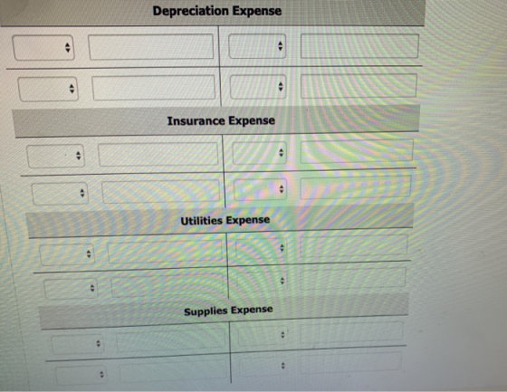Depreciation Expense Insurance Expense Utilities Expense Supplies Expense