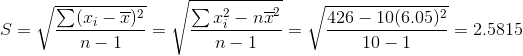 S- SEVn-1 vn-1 (; – 7)? _ Ex} - nă ,426 – 10(6.05)2 V 10-1 - = 2.5815