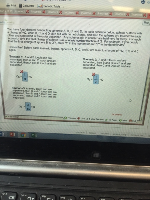 You have four identical conducting spheres A, B, C