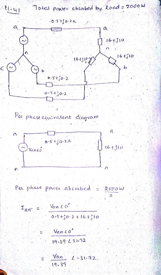 Total pcuve γ abs,bed by Load 2000W о.stjo.2. e phase efivalent diagyam (etJio VanLo Pex phase paver absosbed&oaw Van L o an