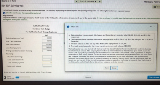 Score: 0 of 4 pts 7 of 98.com HW Score: 78.99% E9-30A (similar to) BQ LaChut Health Center provides a variety of medical serv