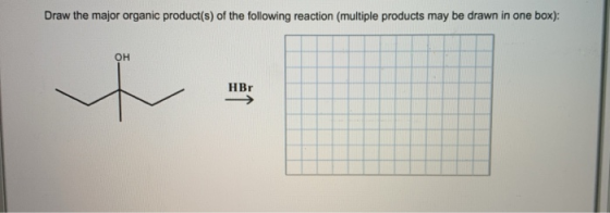 Draw the major organic product(s) of the following reaction (multiple products may be drawn in one box): он HBr