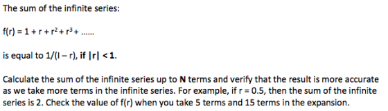 The sum of the infinite series: f(r) = 1 + r + r4 r3+ is equal to 1/r), if Irl <1 Calculate the sum of the infinite series up