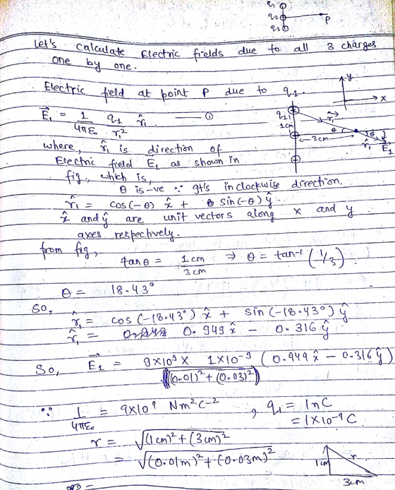 Three 1 0 NC Charges Are Placed As Shown In The Figure Each Of These