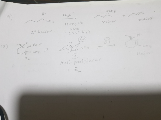 OCH 3 -CH3 major minor strong Nu 20 halide (SNT/E2) ver By fun CH3. Anti-periplanar