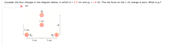 Consider the four charges in the diagram below, in