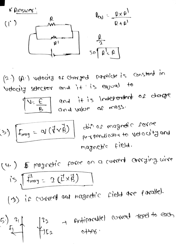 * Answer! Row Rxpl R (.1) 1070 11 ald SORER (2.) (A) velocity of charged pestiche is constant in velocity selector and it is