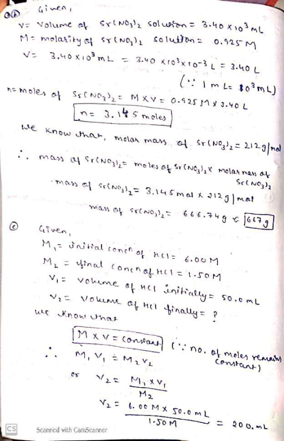 v = volume of Srino, Me molarity of ST (NO) solnion = 3.40 x 103 m solution 2 0.925M VE 3.40 x10 mn b = 3.40 xro3x10-31 = 3.4
