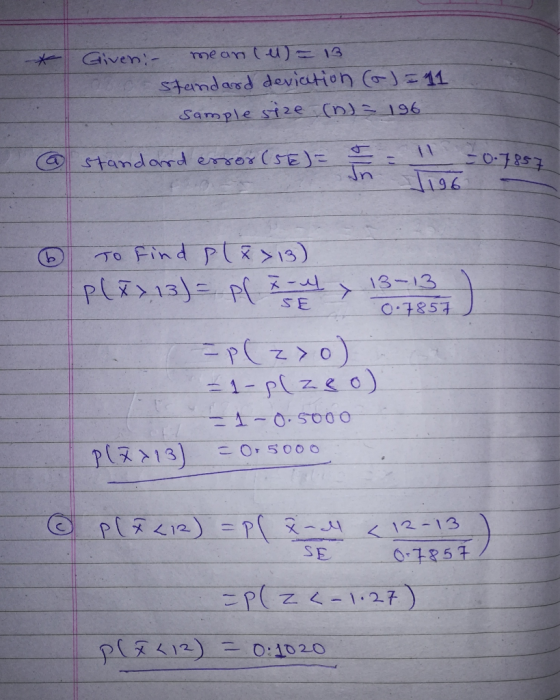 Given-me an (U) 13 stund ared deviation (-) 44 196 x->-13 1-p zo) < 12-13 SE 0857 p(5412) 0:10 20