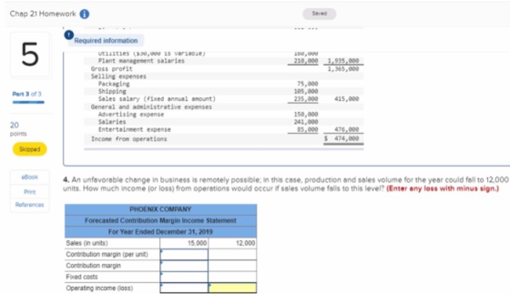 Chap 21 Homework 100, 210,000 1,935,000 1,365,000 Required information Utilities (>0, 15 variable) Plant management salaries