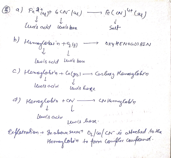 © a) pe site est 6 CN lee) — Pele]4* Cee) Levis cod Lewis bar C . Salt b) Hemoglobinto, G) temo - BX Y HEMOGLOBIN Lewis acid