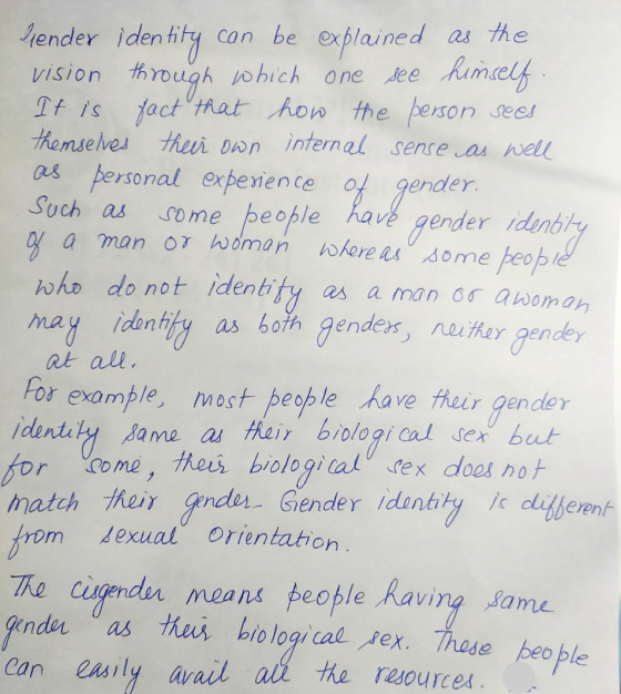 Gender identity can be explained as the vision through which one see himself. It is fact that how the person sees themselves