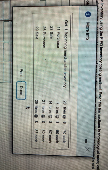e inventory using the FIFO inventory costing method. Enter the transactions in chronological order, cal the end calquera Fold