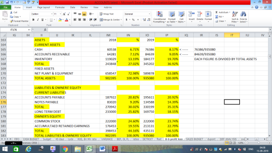 ACCOUNTS latest - Microsoft Excel (Product Activation Failed) Formulas Home Insert Page Layout Data Review View Add-Ins E Aut