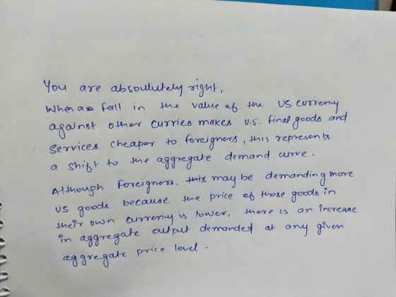You are absolutely right, When as fall in the value of the us curreny against other curries makes vis. final goods and servic