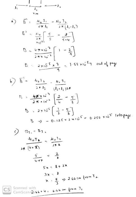 -) 6 let B.22155x7 - 1:55x1057 out of page 5) Bs with one or B.39139 ( ) B = -0.125v2xiOS- 0.250 x105 into pape za (441) 147