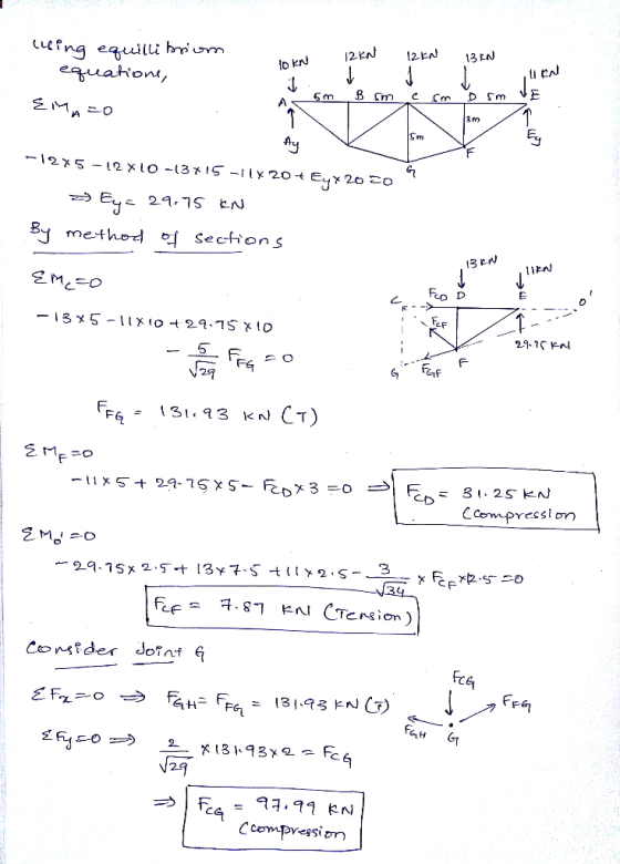 efng equilu brm ezuation, 13 EN 12EN 2EN C 6m EMAO Ay 12x5-L2 x10 -137 I5 -1ix 20t Eyx 20 20 B method o Secfions MO FEo D ->