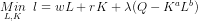 Min 1 = wL+rK+M(Q- Kºby