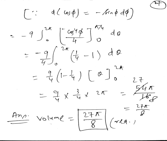 do 4 [. ac cos p) = - bin & dd) .-95. i cry 2.** 6-1) do ļ (1-4) [@]. Xx21 9 JI 4 RA 27 3 sha = X X 168 270 Anni 27A Volume =