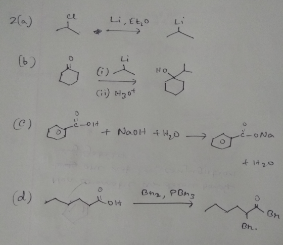 Li el Li,Eto 2a) Li HO G) Cii) H30t CC) -ONa +NaoH t1420 t 1t20 (d) Bn Cn..