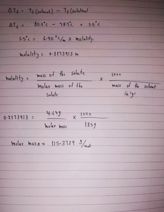 ATHE TH(Salvent) - Te(soletion) 187c 80-2 C 6-90/m XMolality 1-50 molality 0-2113913 m ma ss of the Solute l000 helality mass