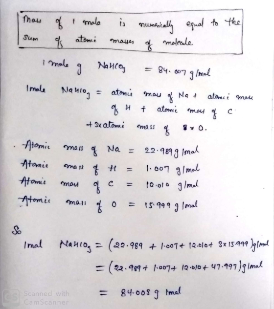 males mars of male is numerically equal to the Sum of atomic mauses of molecule mole g Natrag = 84.007 g/mol Imale Naniog = a
