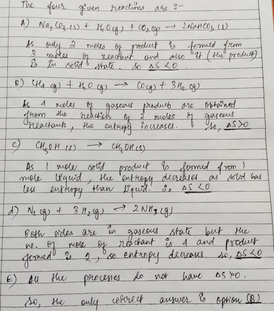 The four gives reactions are o A Na, CO₂ (s) + hoigs + cocos - Natios As only a moles of product is formed from 3 moles or re