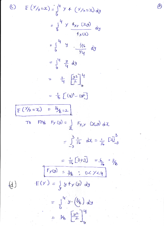 E CIX- X (Y Ya o = dy fxy (Xy) dy 20 - fxoo dy - - [(4)2_tour] TE (YH=x) = 108=2 To Find Fy (y) = Į Fxx (xx,y) dx - sit die =