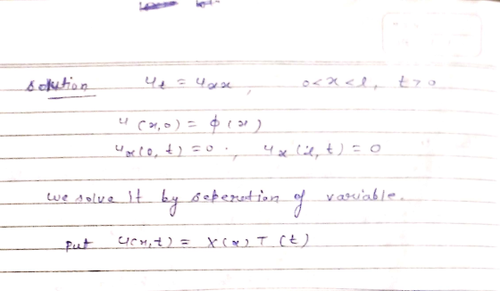 doketan o<x<l, tro 4 (21,0) = $200 Ux(0 €) so 4x let) we solve it by sepezutien tion of variable ucm+) = XI ()