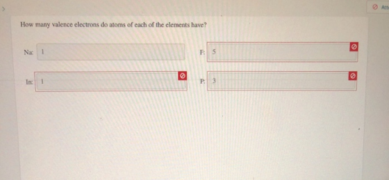 Ø Atte How many valence electrons do atoms of each of the elements have? Na: 1