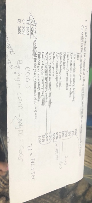 con c ords of a $990 570 8. The following data (in thousands of dollars) have been taken from the Corporation for the just co