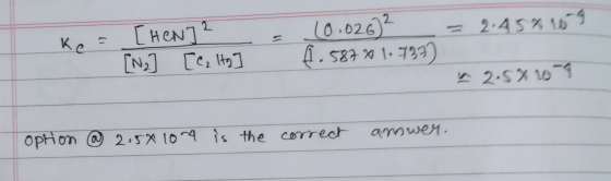 ke [HON72 10.0262 = 2,45% 119 [Na ] [l, tgh 1.587% 1.727) 2.5% 10-1 option @ 2.5x 10-4 is the correct amwer.