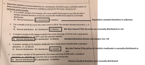 7. Determine whether a normal distribution or these should be used to construct a co Circle the correct answer. ra normal dis