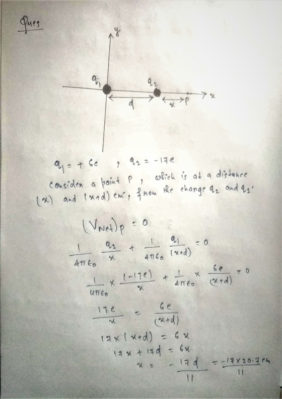 → a=tbe 9q2 = -15e considen a point P, which is at a distance (x) and (ord) eng from the change q₂ and ago 4116 (*+d) ATEO Ix