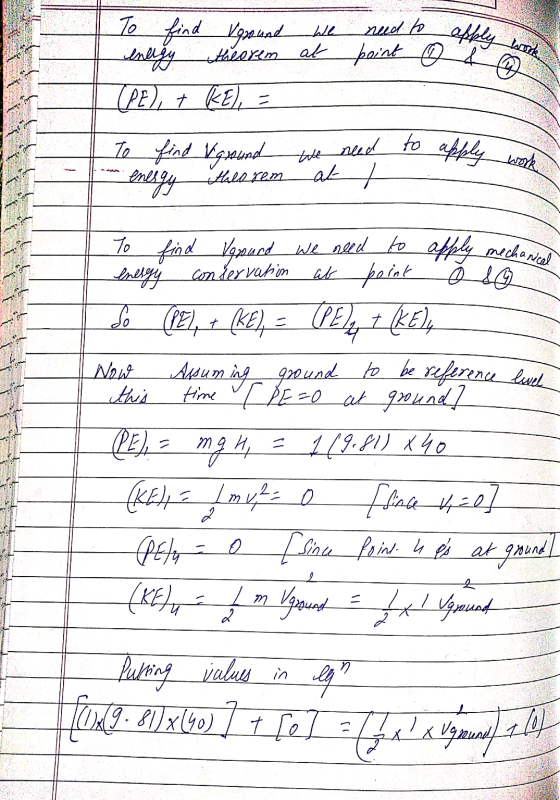 need to apply apply work point of To find Vground we inligy (PE), + KE), To find Vground the need to apply work at / nư% .e.r