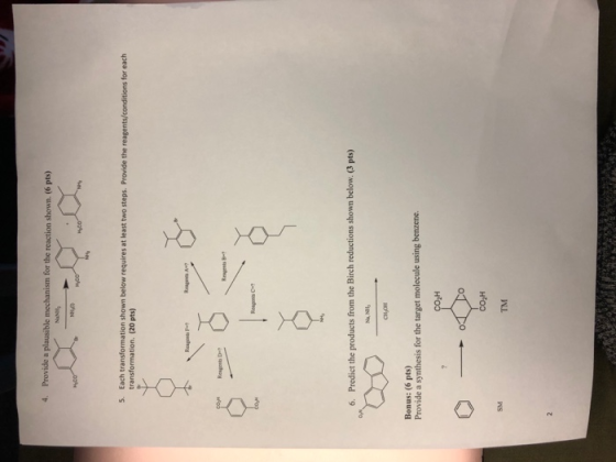 4. Provide a plausible mechanism for the reaction shown. (6 pts) Naal 5. Each transformation shown below requires at least tw