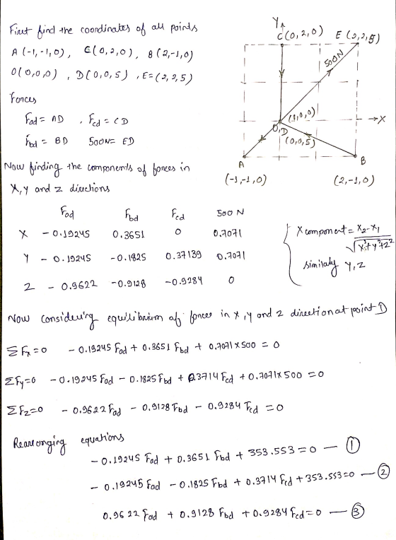 0,2,0) E (0,2,5) Firet find the coordinates of all points A(-1,-1,0), 4(0,2,0), 8(2,-4,0) 010,0,0) , D(0,0,5) , E=(2, 2,5) /