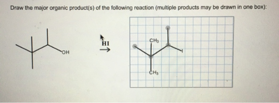 Draw the major organic product(s) of the following reaction (multiple products may be drawn in one box): CH3 CH