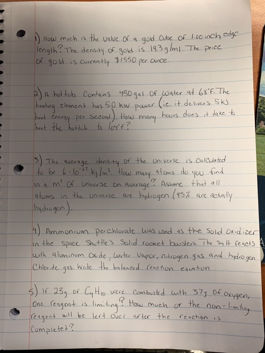 1) How much is the value of a gold Cube of 1.00 inch edge length? The density of gold is 19.3 g/ml. The price of gold is curr