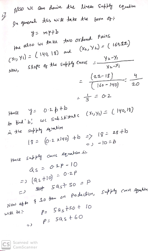 equation Also - Also we can denive the linear supply en general this will take the form of? 42 mp+2 the also we take two orde