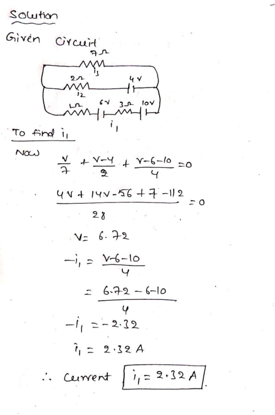 Soution Given CYcuit 2/ ww 2 lov 3n To Andi NOw V-y V 14-5 -2 -O 28 V 6. 2 ,V-6-lo 632-6-l0 4 --2.22 -ii 2 2.32 A .. Ceurent
