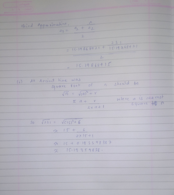 third Approximation, Az= A a2 2 + 2 23 15.198684 21 = 15-19868421+ 2 is. 198684 15 (6) At n should be Ancient time was Sa noi