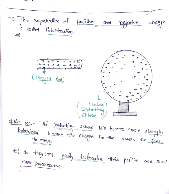 and meroive chat isalled Polasizatin, ナナ choseedRd 叶中 Cmduct obtim-e) .-The Conduct. m. şthere , Wİll become more strongly polaxized, because the chøye im-the sphere die-fee to amove キr) So, they (am eady disheaded -tei» hesein, and Shaw ens more polabizaudtion